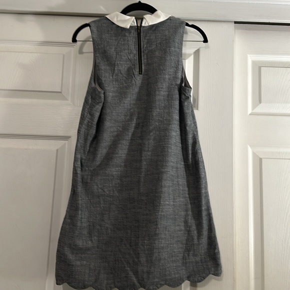 Grey, tulip hem, shift dress with white collar - Picture 3 of 4